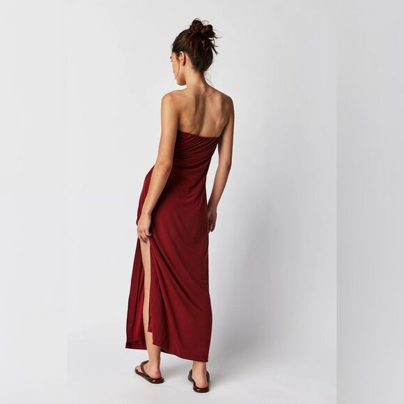 Free People Hayley Midi Dress in Russet Acorn Burnt Orange NWOT - Picture 4 of 9